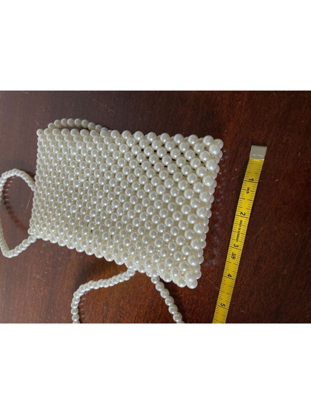 White Pearl Beaded Evening Bag Bridal Clutch & Crossbody Purse Phone Bag - Picture 8 of 10